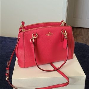 New Coach red double zip leather Crossbody.
